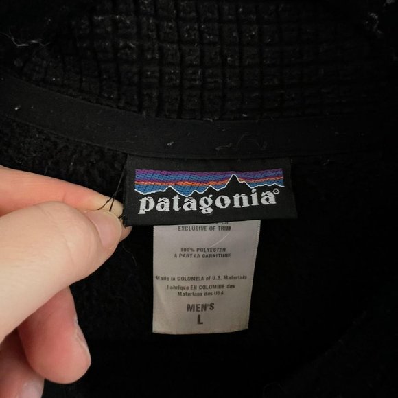Patagonia Vintage Black Fuzzy Zip-Up Jacket Men's Large - Picture 5 of 5